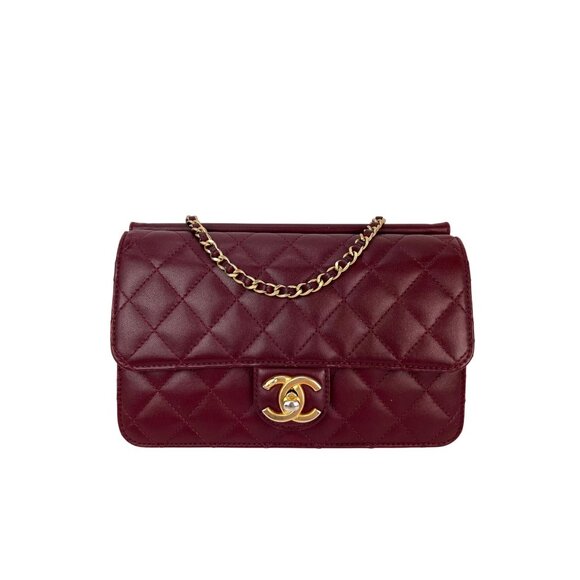 Chanel Crossing Times Medium Flap Quilted Red Lambskin Shoulder Bag - Picture 1 of 12